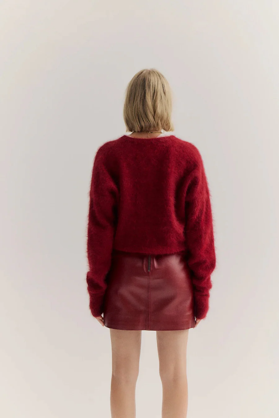 Frankie Cashmere Crew Neck Cardigan Merlot - Image 2