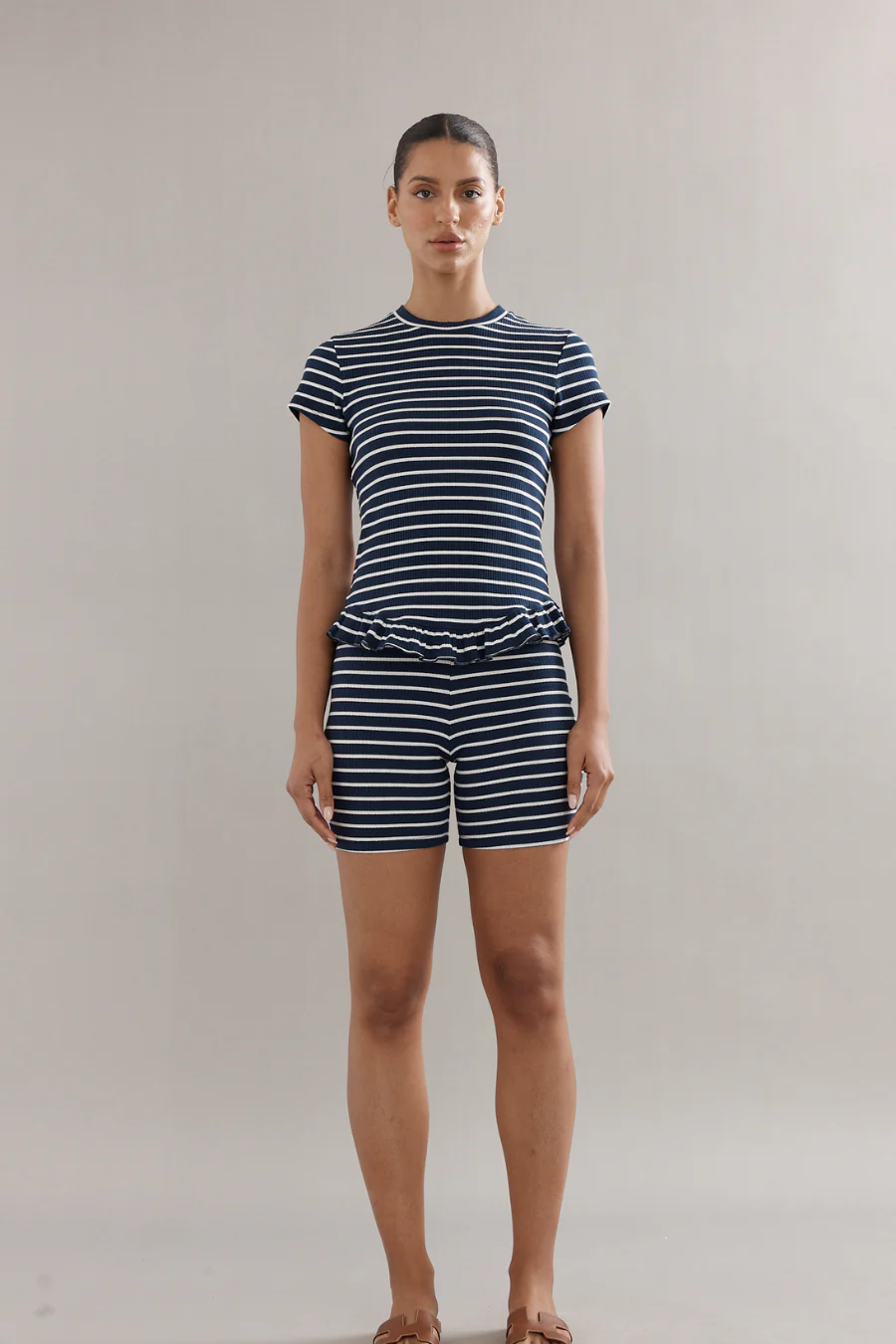Frilly Baby Tee Navy Stripe - Image 3