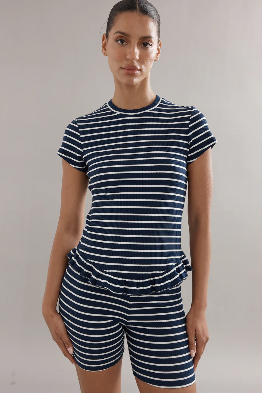 Frilly Baby Tee Navy Stripe - Image 4