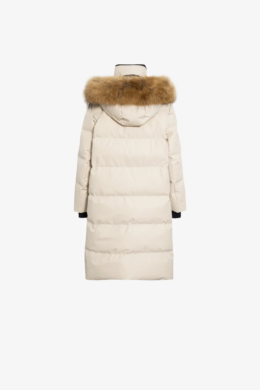 Fur Trimmed Puffer Jacket Beige - Image 4