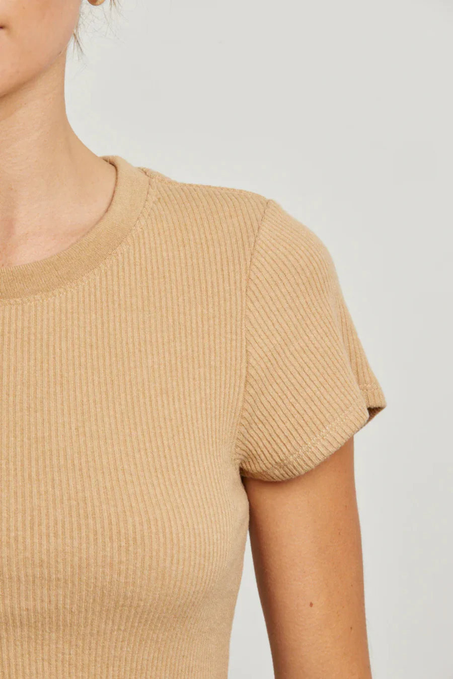 Gabby Rib Short Sleeve Sweater Suede - Image 3