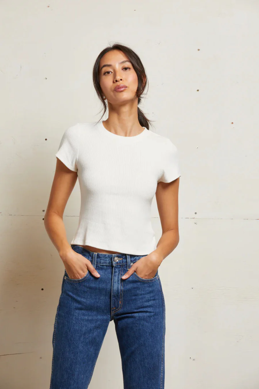 Gabby Rib Short Sleeve Sweater Sugar