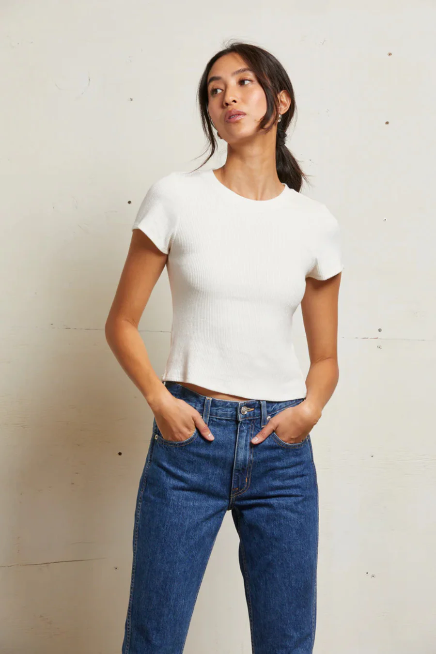 Gabby Rib Short Sleeve Sweater Sugar - Image 2