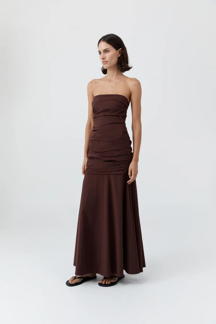 Gathered Strapless Longline Dress Liqueur - Image 3