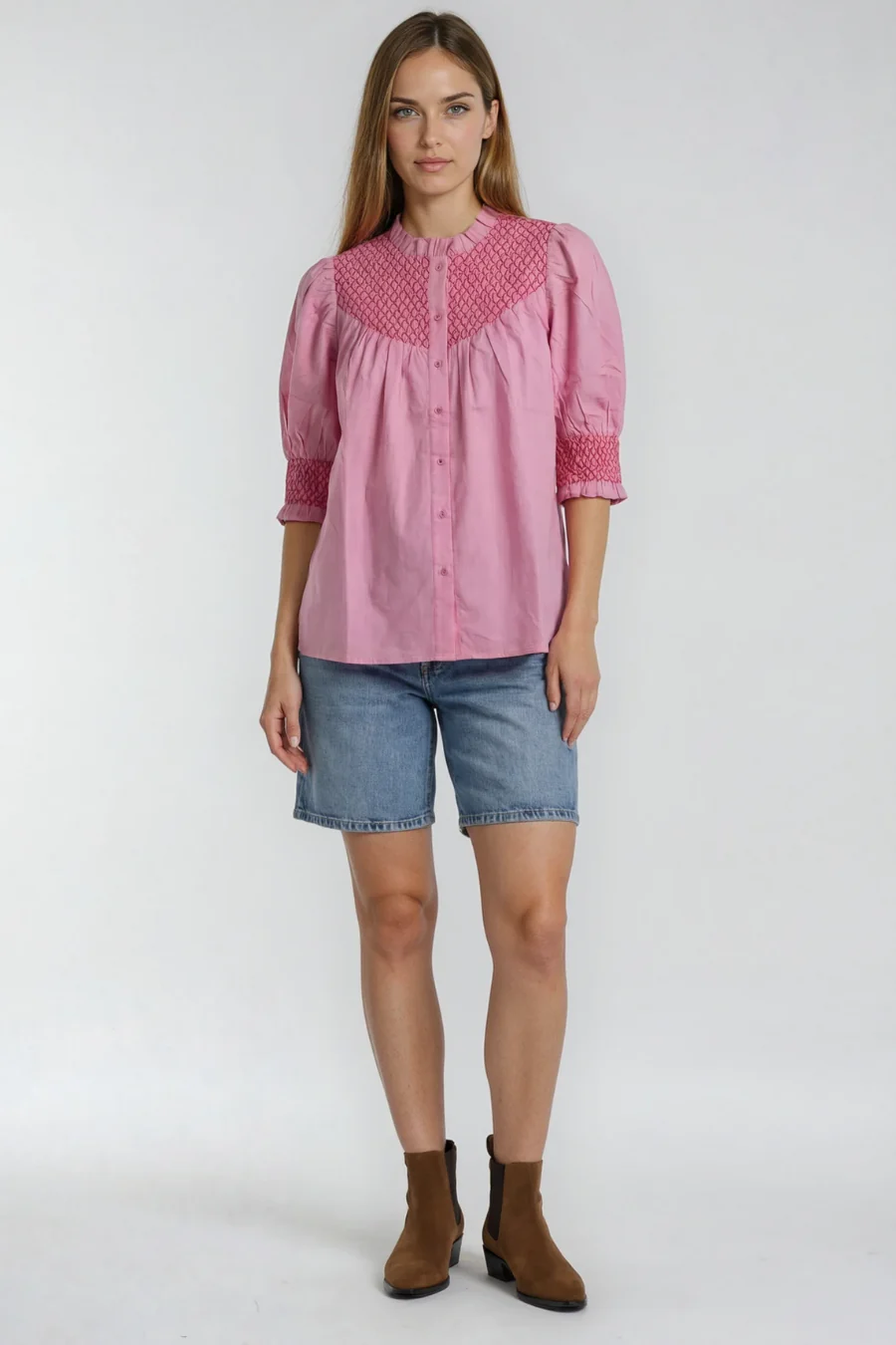 Grace Embroidered Blouse Pink - Image 2