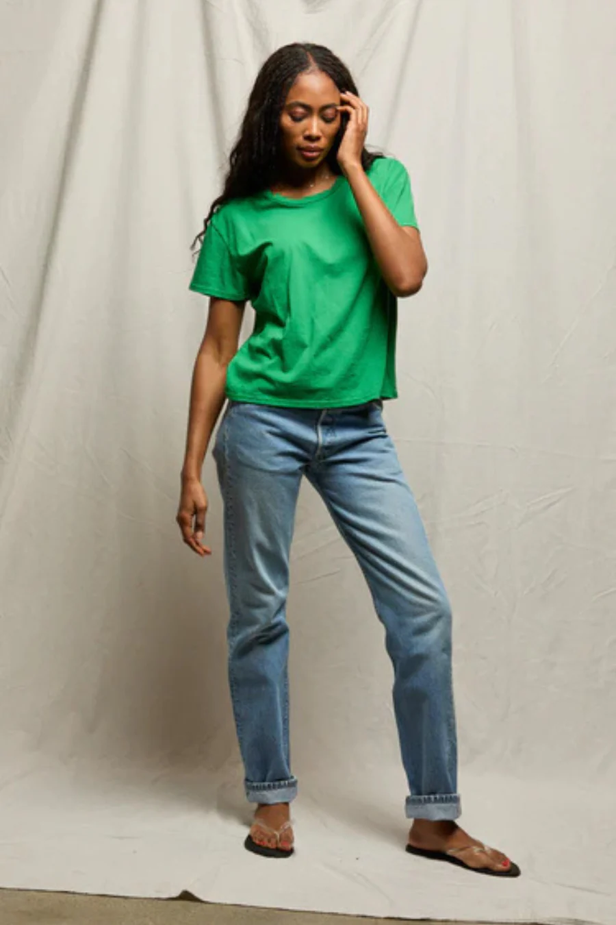 Harley Cotton Boxy Crew Tee Grass - Image 3