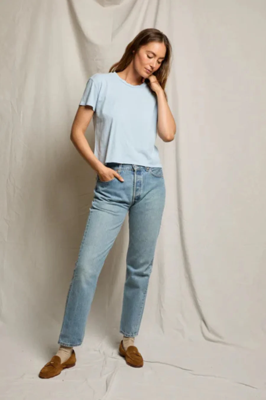 Harley Cotton Boxy Crew Tee Powder Blue - Image 3