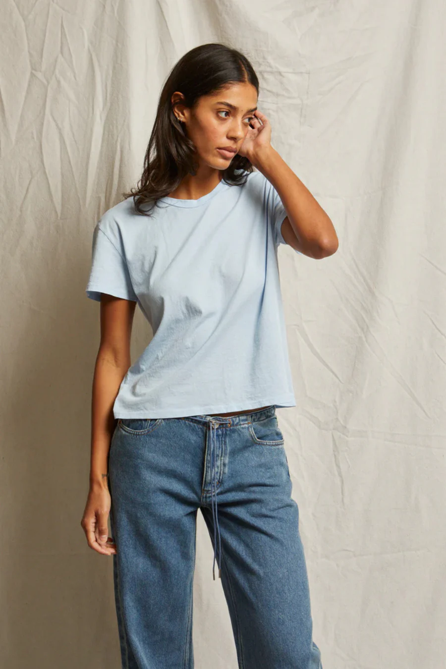 Harley Cotton Boxy Crew Tee Sky Blue - Image 3