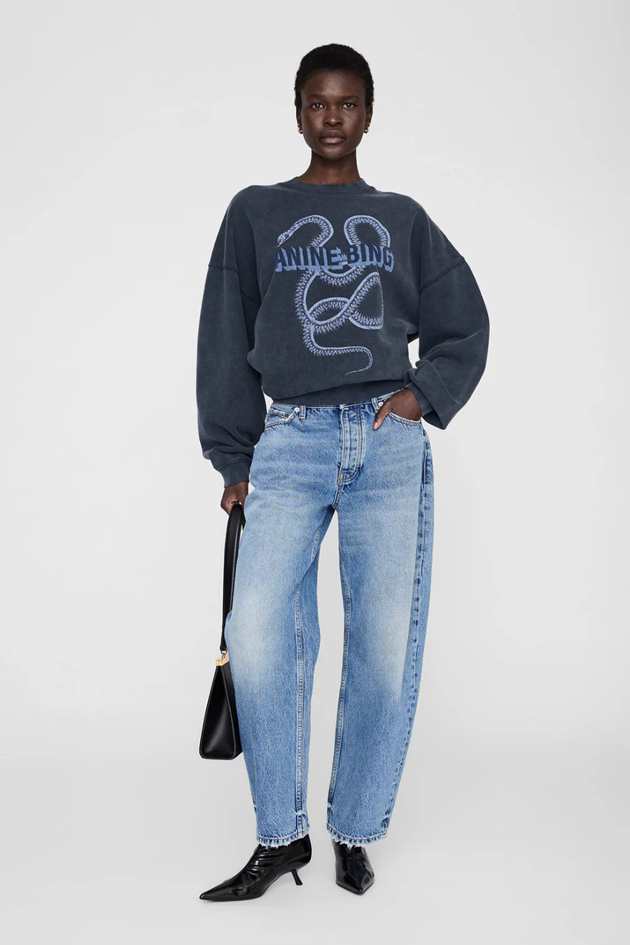 Harvey Crew Sweatshirt Snake Washed Black