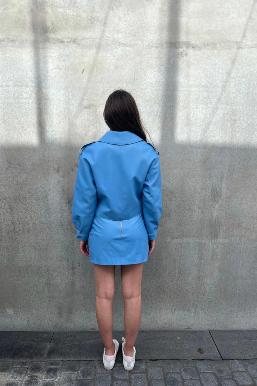 Hayla Leather Mini Skirt Denim Blue - Image 2