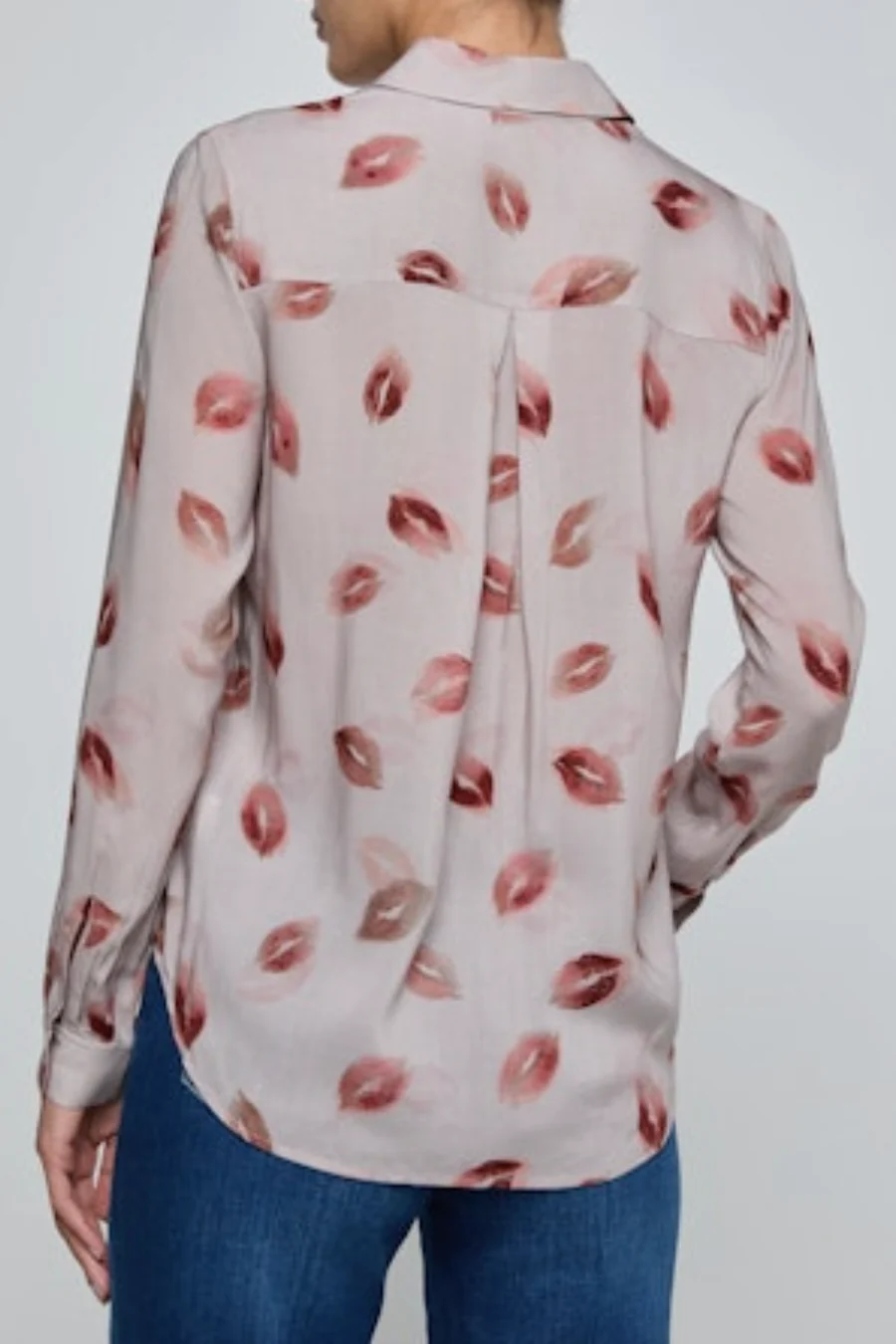 Holly Blouse Taupe Dark Red Faded Kiss - Image 2