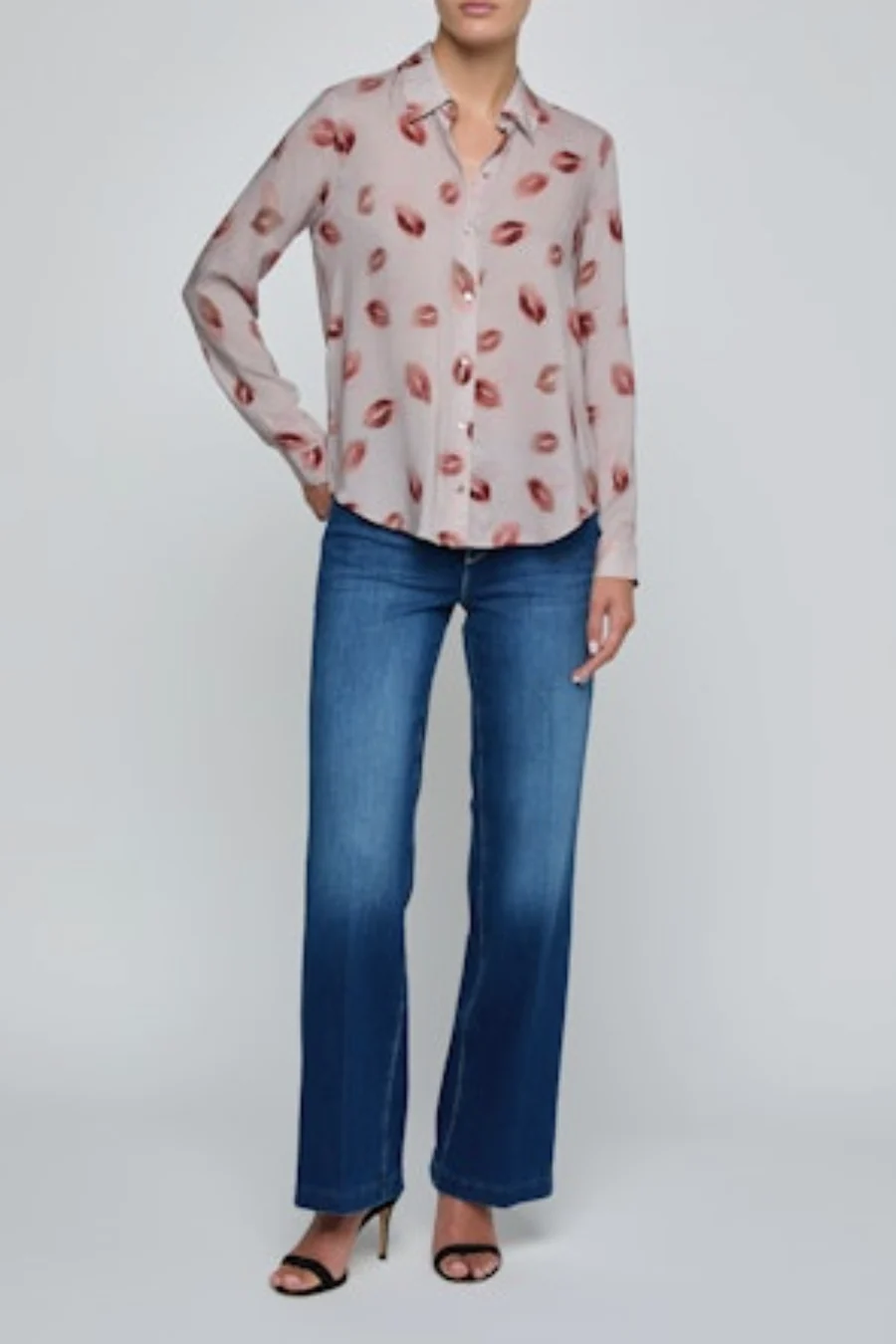 Holly Blouse Taupe Dark Red Faded Kiss - Image 3