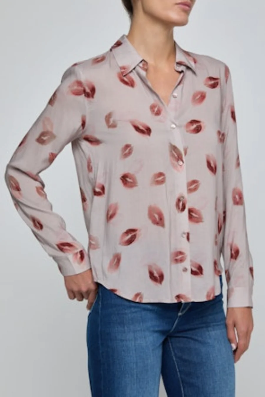 Holly Blouse Taupe Dark Red Faded Kiss - Image 4