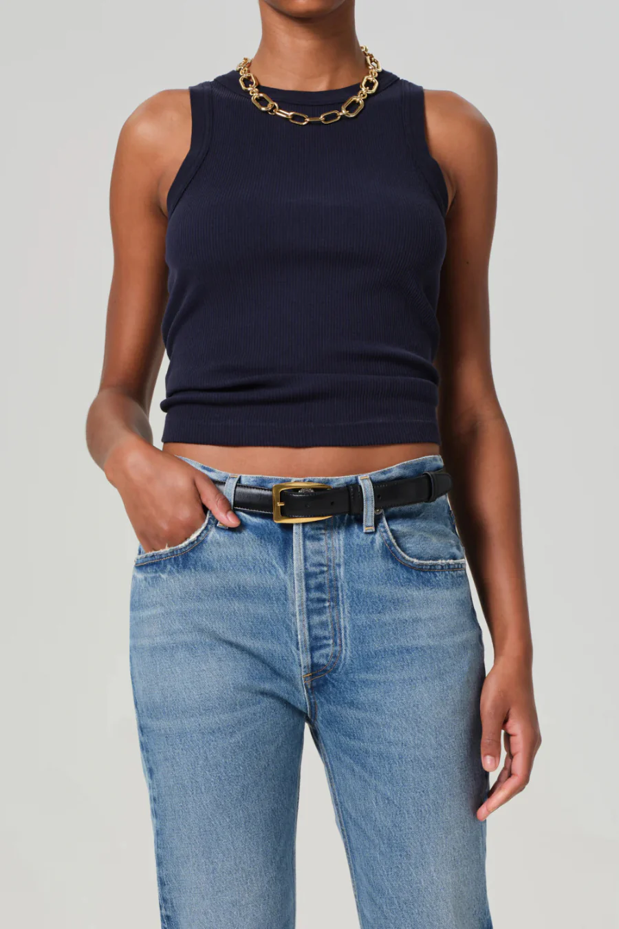 Isabel Rib Tank Navy