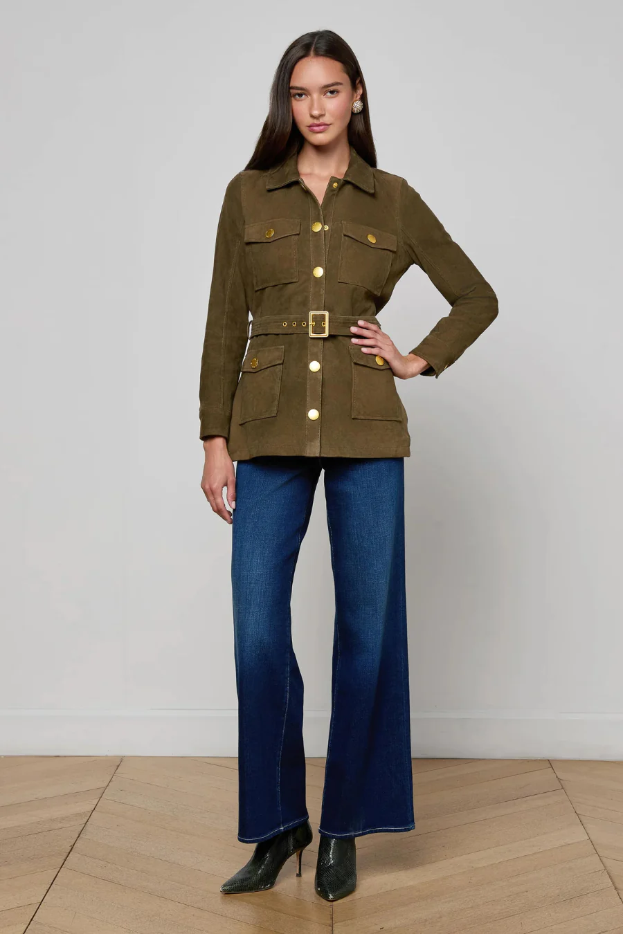 Ishani Belted Jacket Olive