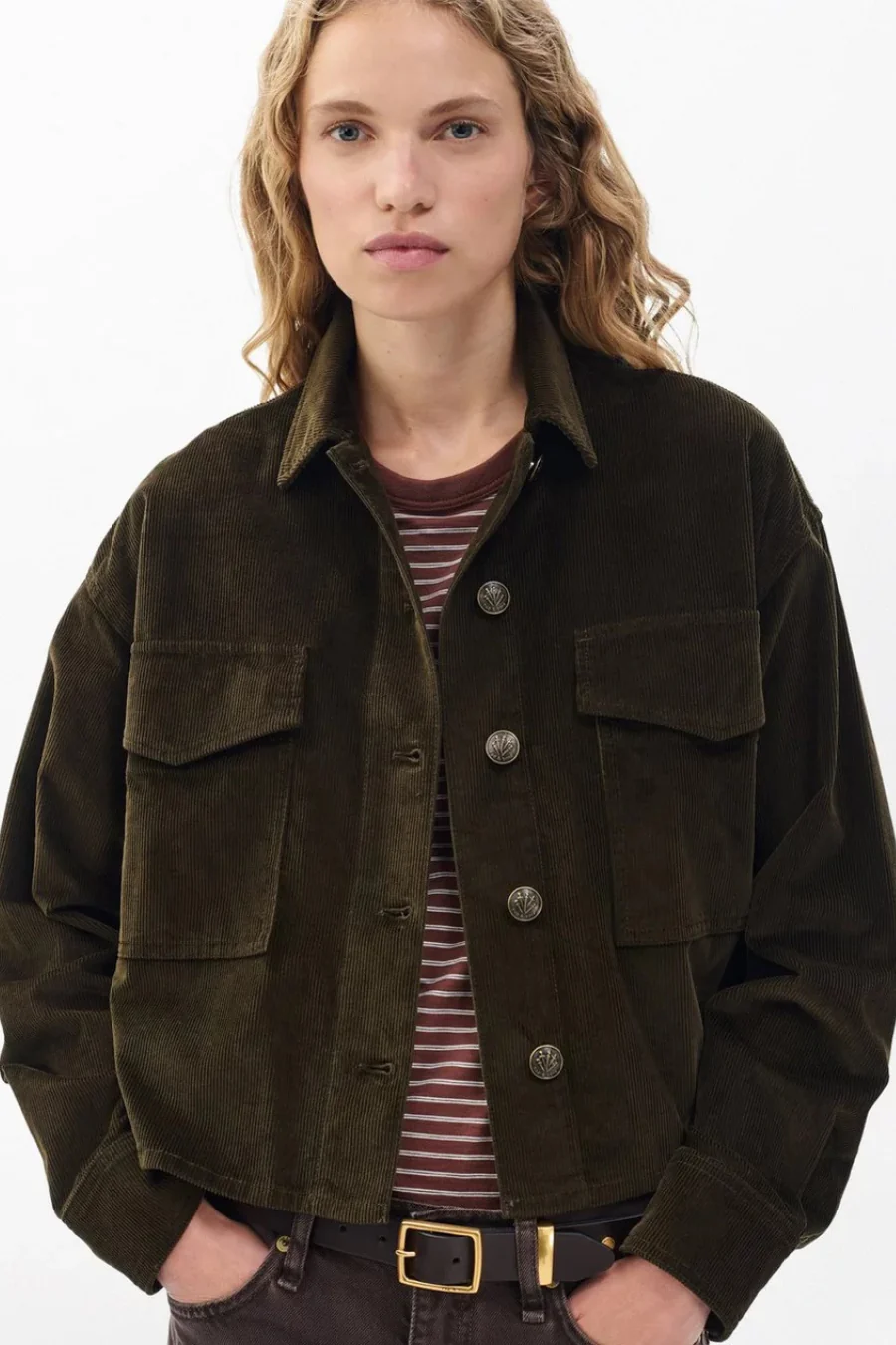 Jaiden Stretch Corduroy Shirt Jacket Balsam - Image 2