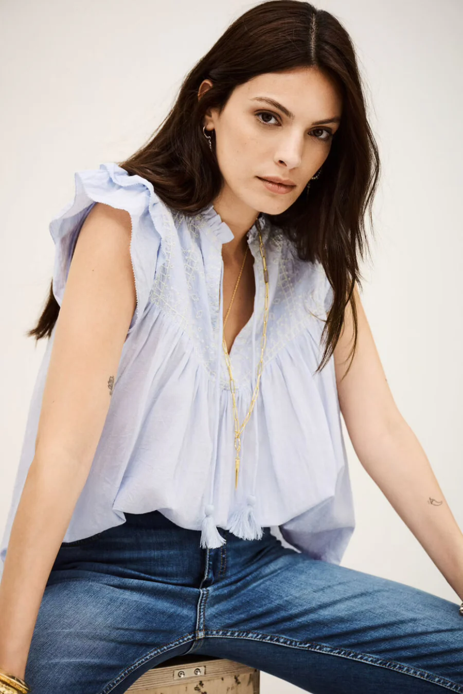 Janny Sleeveless Top Blue - Image 3