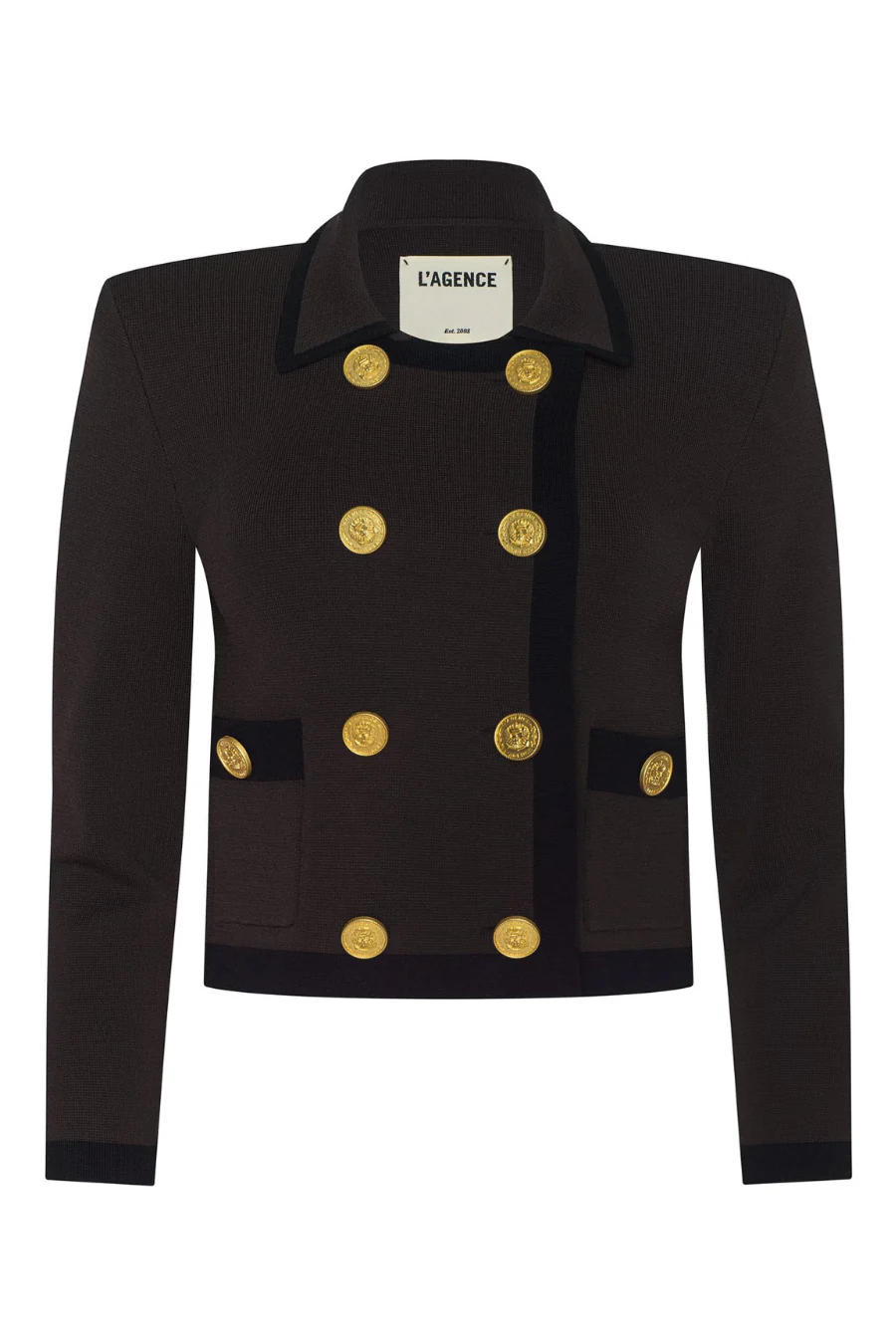 Janu Cropped Knit Jacket Dark Brown/Black - Image 4