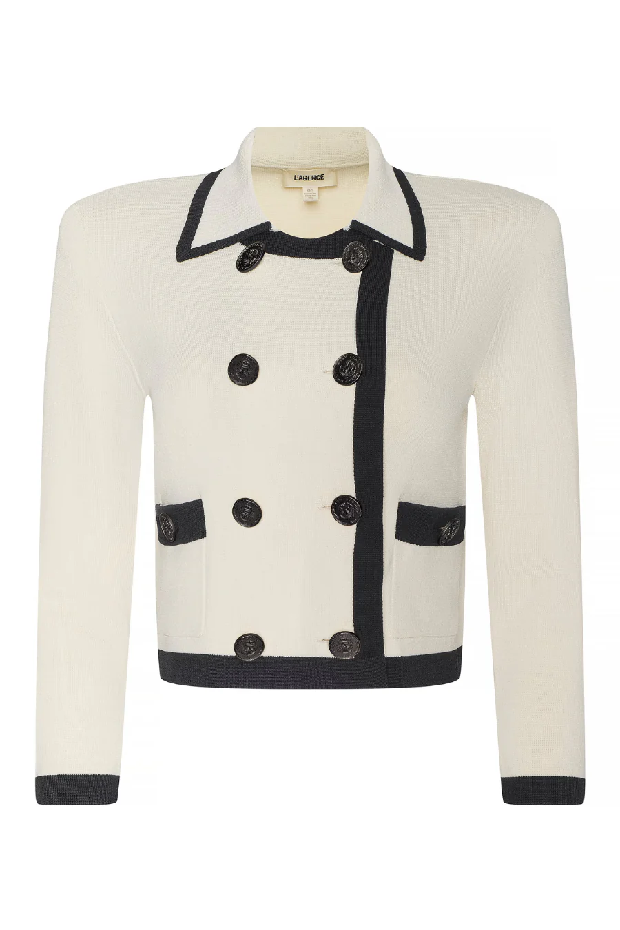 Janu Cropped Knit Jacket Vintage White/ Black - Image 4