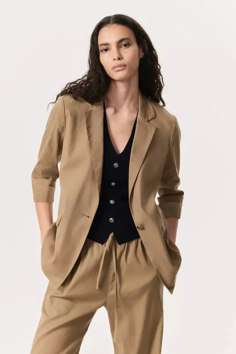 Jennie Linen Blazer Muted Brown - Image 3