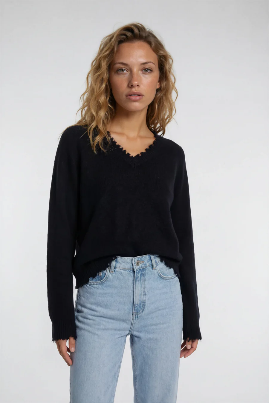 Jessie V-Neck Sweater Black - Image 2