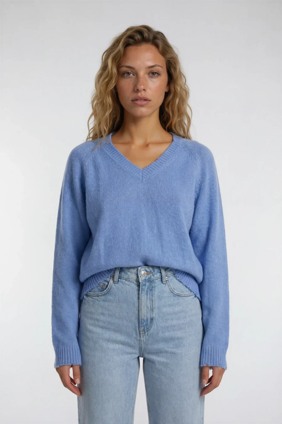 Jessie V-Neck Sweater Blue - Image 2