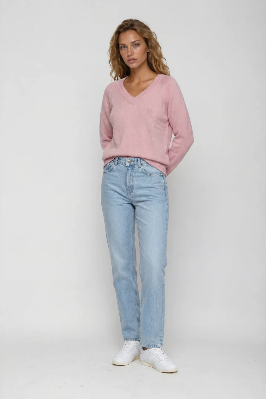 Jessie V-Neck Sweater Pink - Image 3
