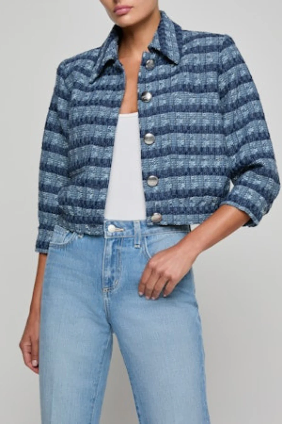 Jia Tweed Jacket Blue Multi Stripe