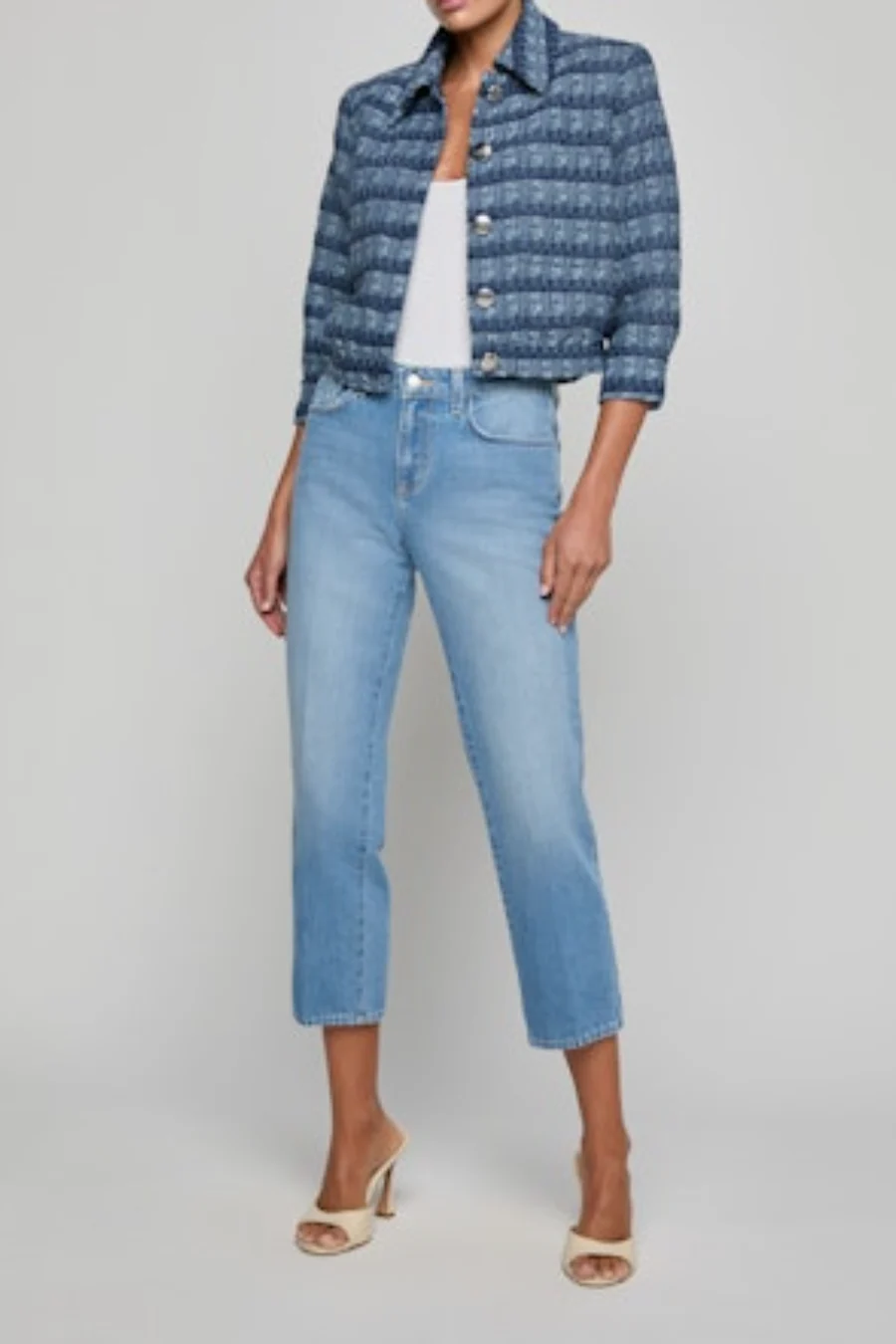 Jia Tweed Jacket Blue Multi Stripe - Image 2
