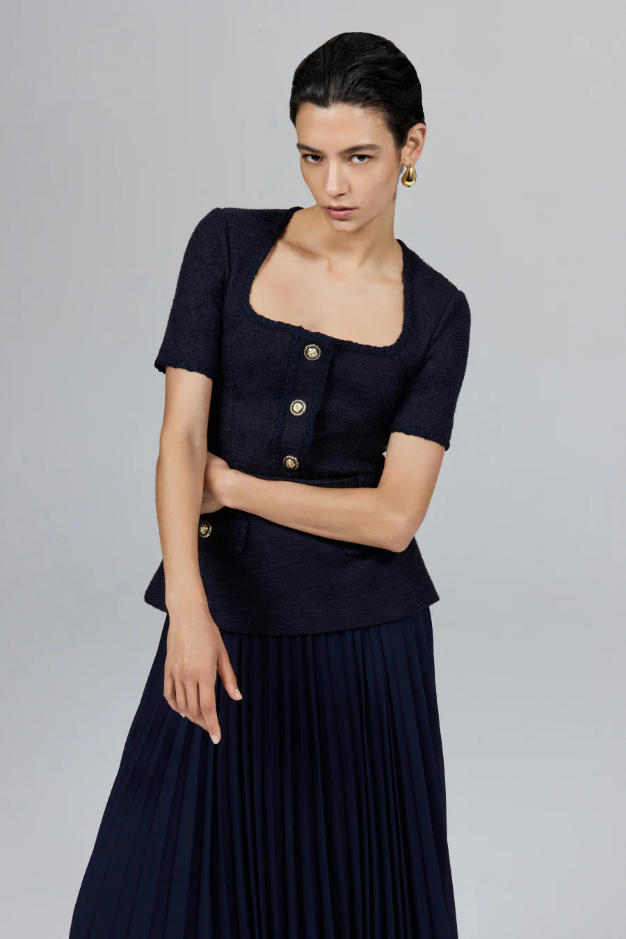 Jonie Midi Dress Navy - Image 3
