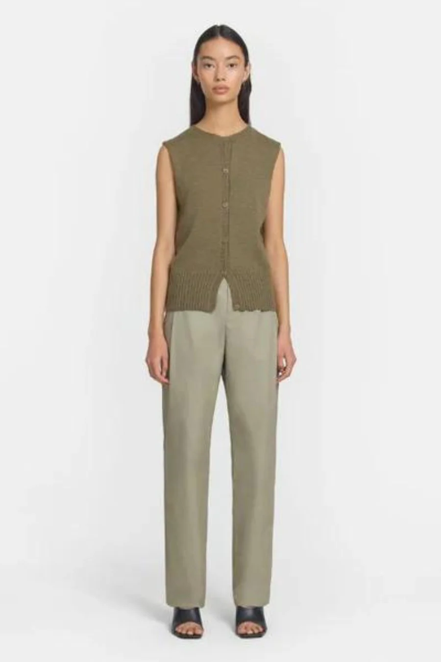 Julian Vest Merino Wool Khaki Marle
