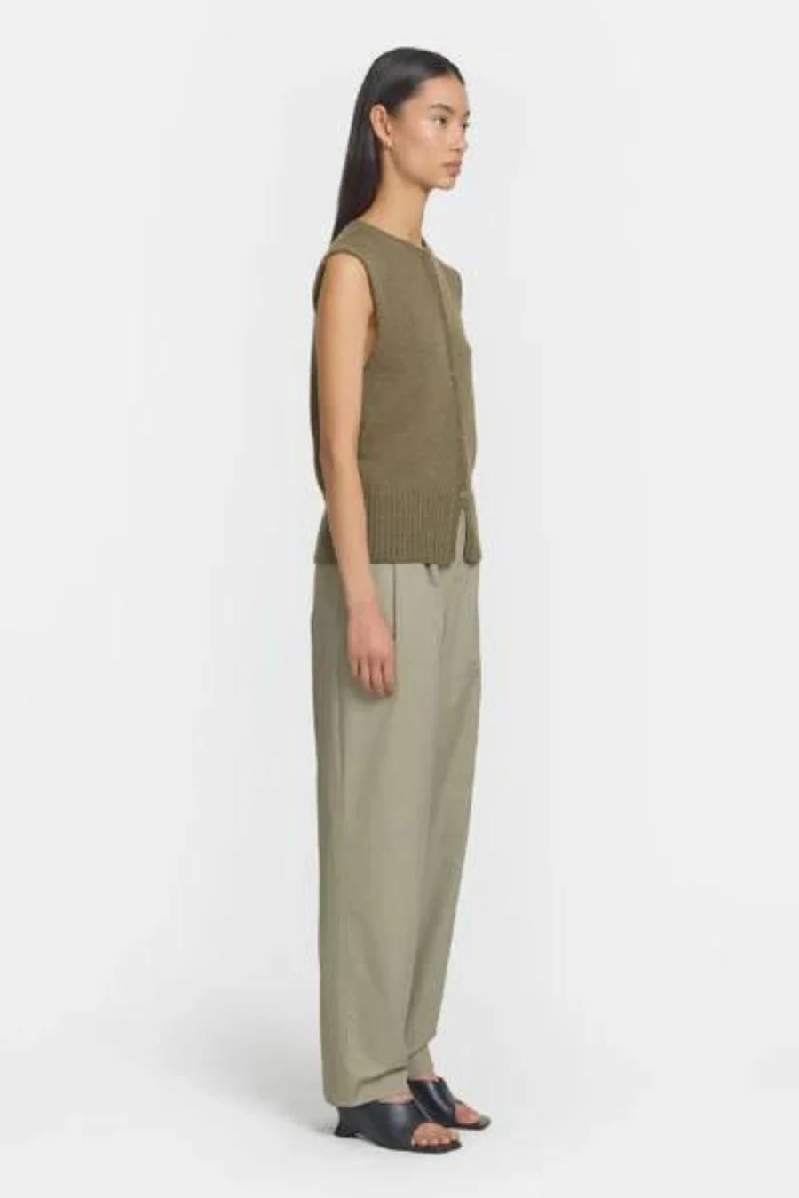 Julian Vest Merino Wool Khaki Marle - Image 2