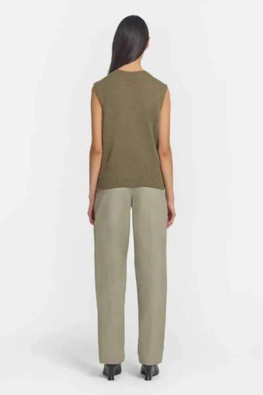 Julian Vest Merino Wool Khaki Marle - Image 3