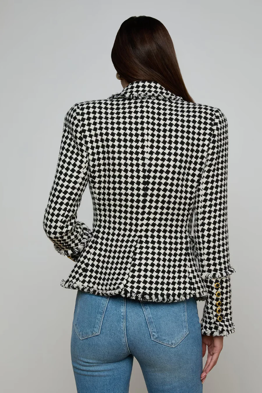 Kaisley Tweed Blazer Black/Ivory Diamond Tweed - Image 2