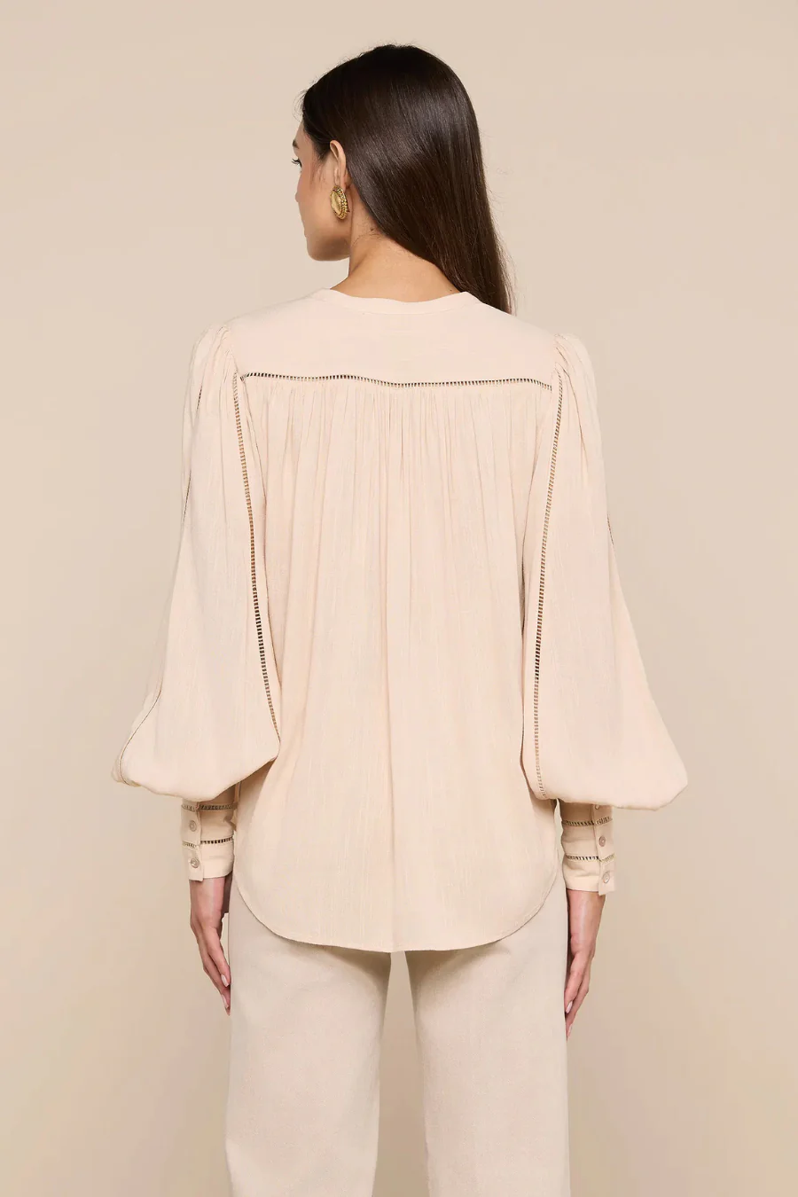 Kiera Ladder Trim Blouse Biscuit - Image 2