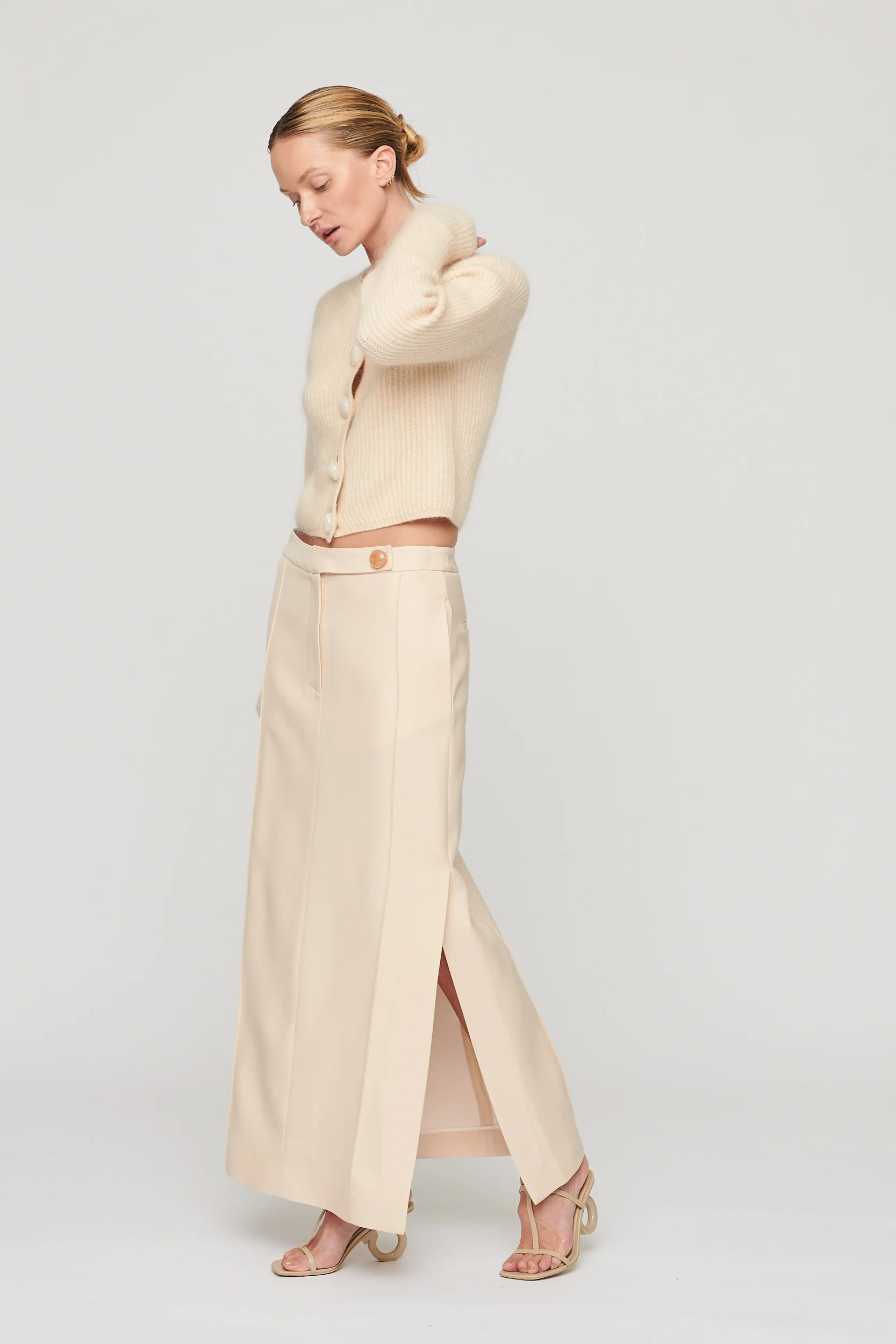 Kingston Pintuck Skirt Macadamia - Image 3