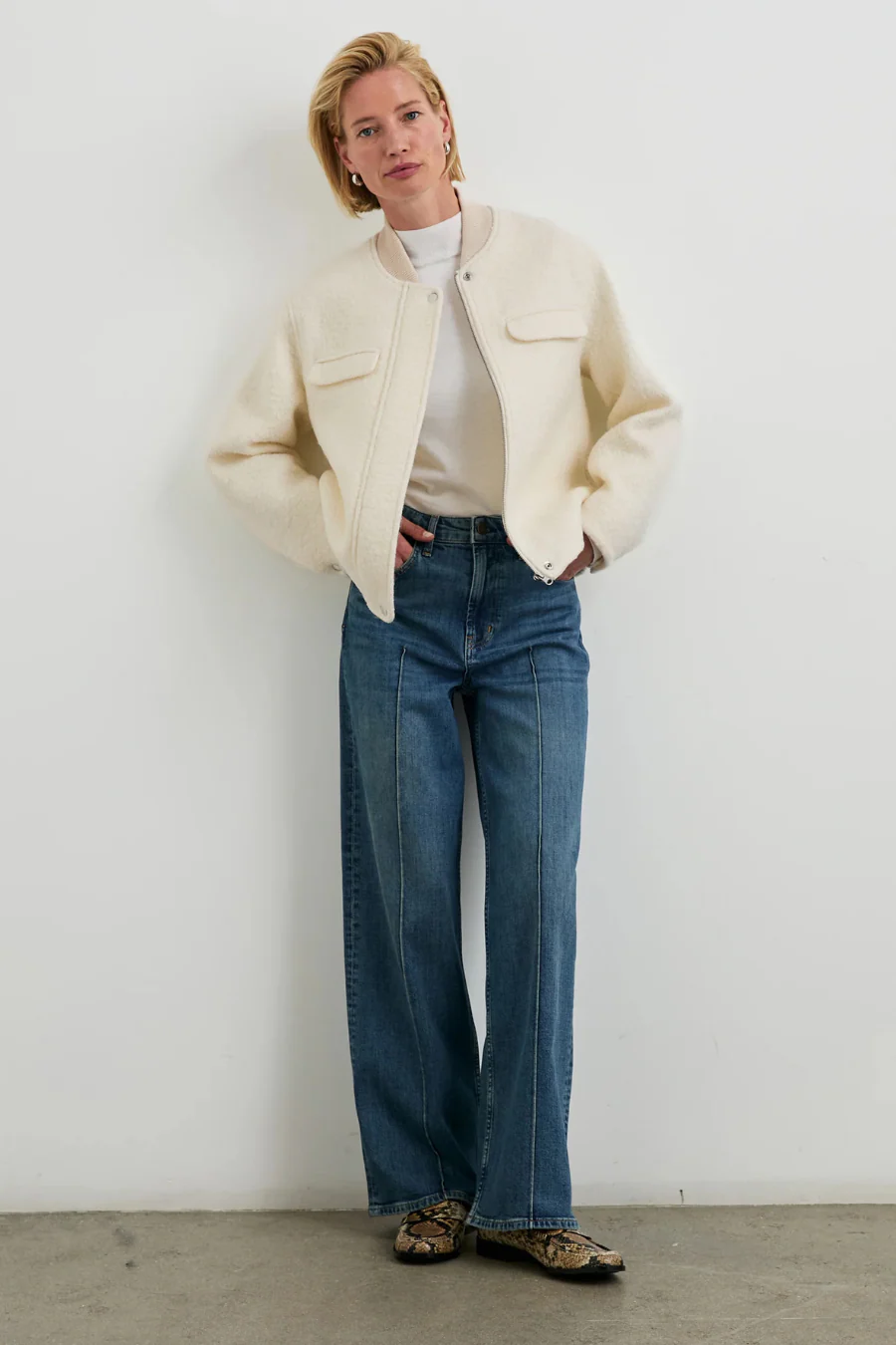Kinsley Zip Up Jacket Ivory - Image 3