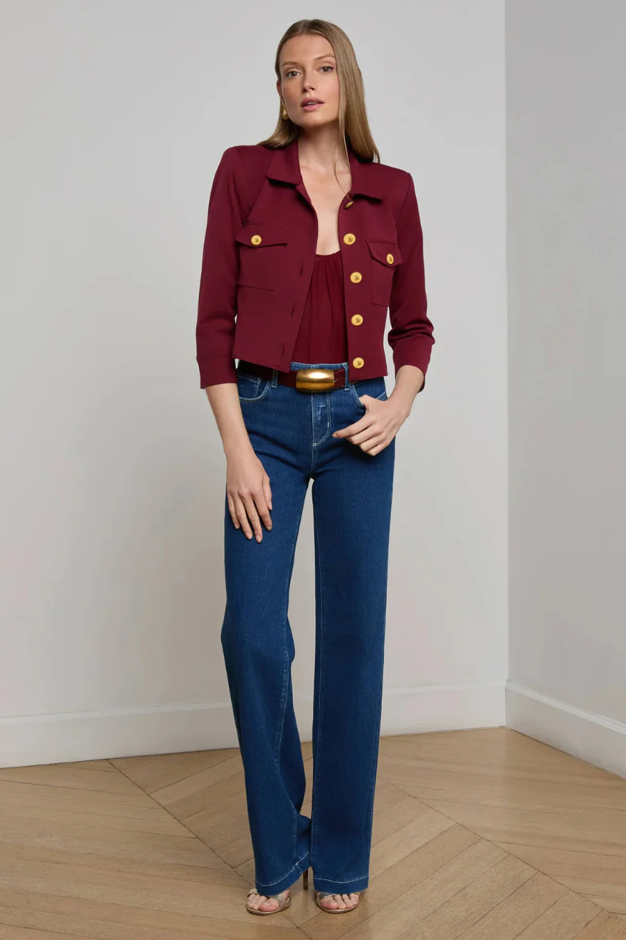 Kumi Cropped Jacket Black Cherry - Image 3