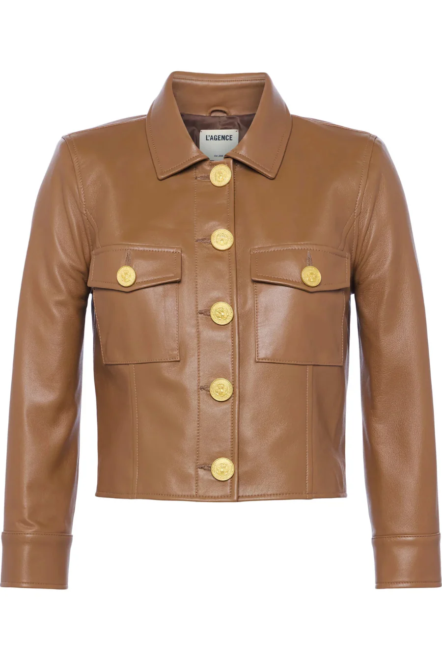 Kumi Cropped Leather Jacket Soft Cognac - Image 4