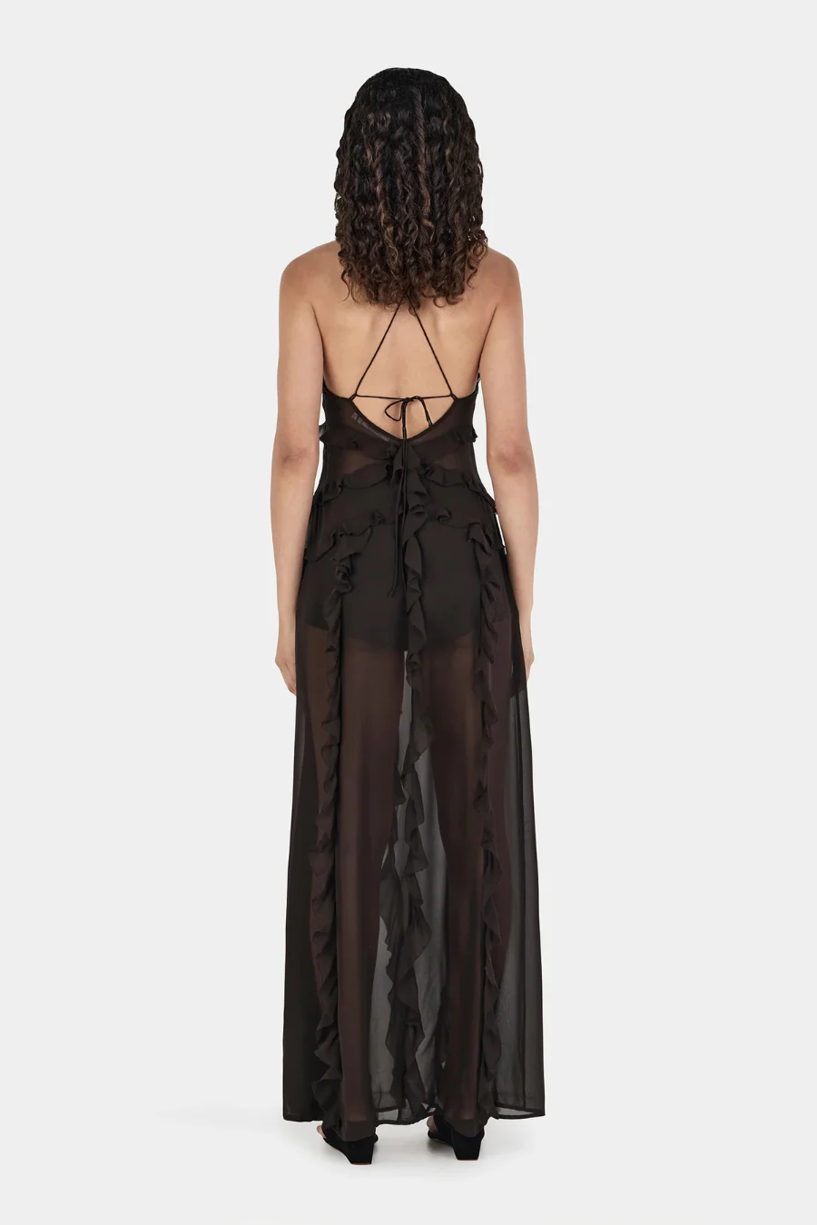 Laila Silk Maxi Dress Chocolate - Image 2