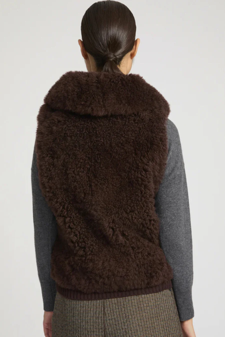 Lambskin and Merino Gilet Mocha - Image 2
