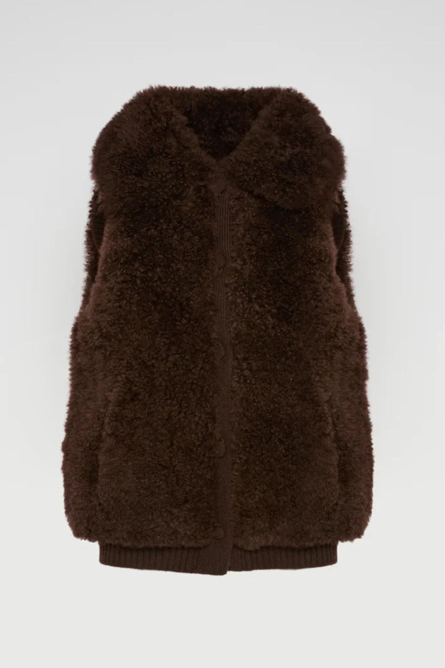 Lambskin and Merino Gilet Mocha - Image 3