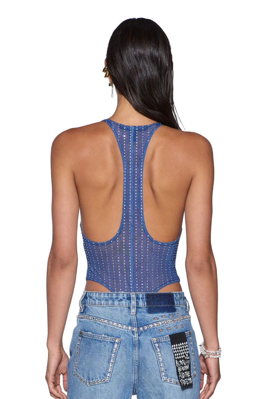 Lara Mesh Bodysuit Pinstripe Krystal - Image 2