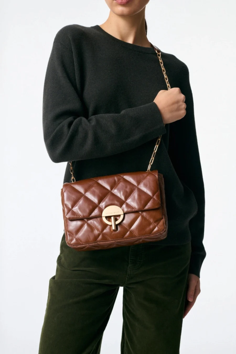 Large Leather Moon Bag Havana - Image 3