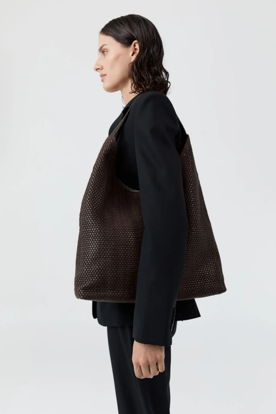Lattice Weave Large Tote Coffee - Image 3