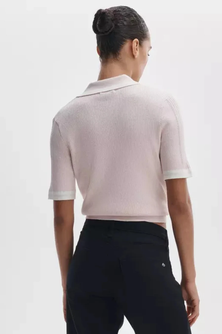 Laurie Cotton Cashmere Polo Light Pink - Image 2
