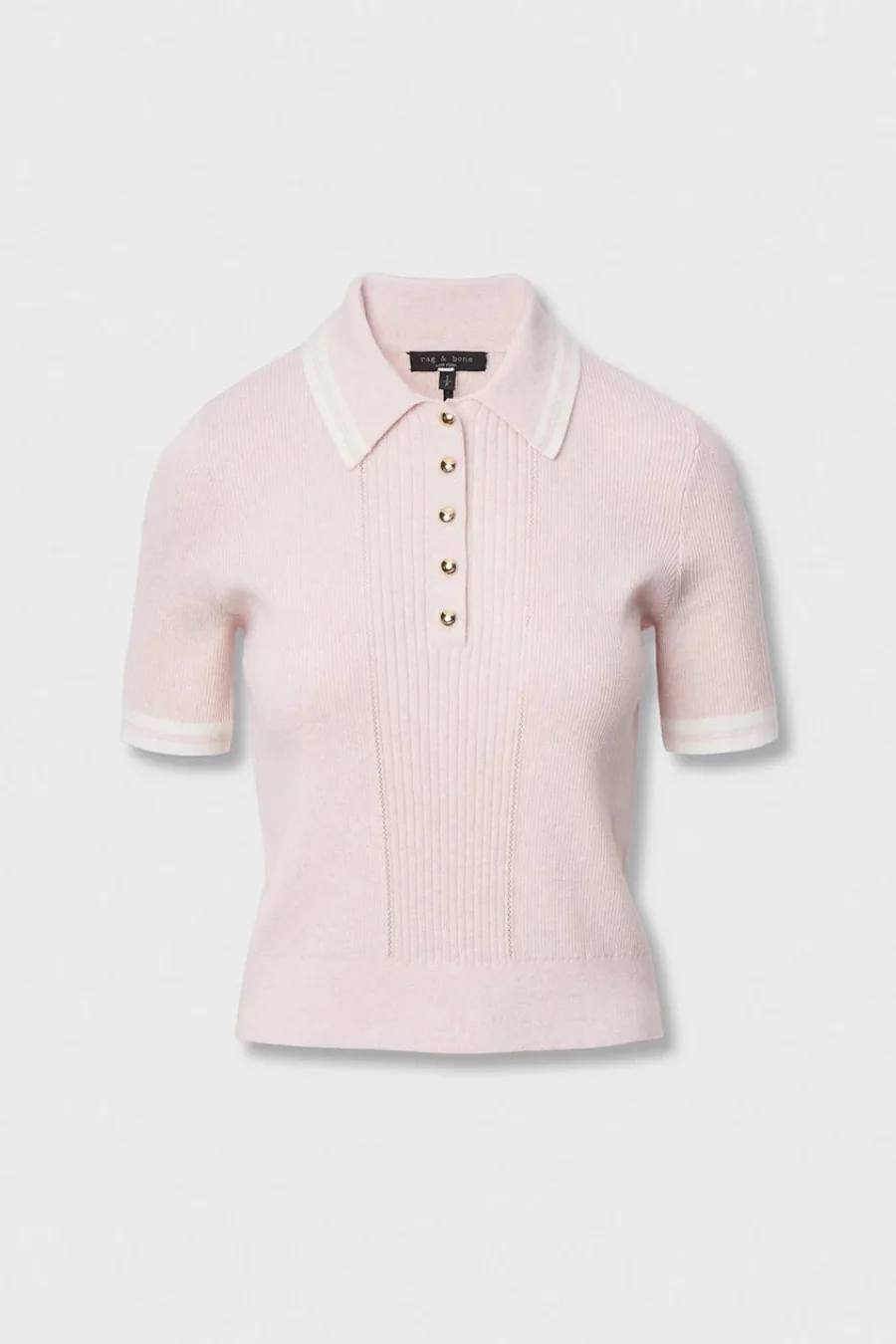 Laurie Cotton Cashmere Polo Light Pink - Image 5