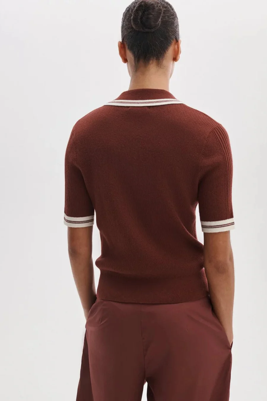 Laurie Cotton Cashmere Polo Rosewood - Image 2