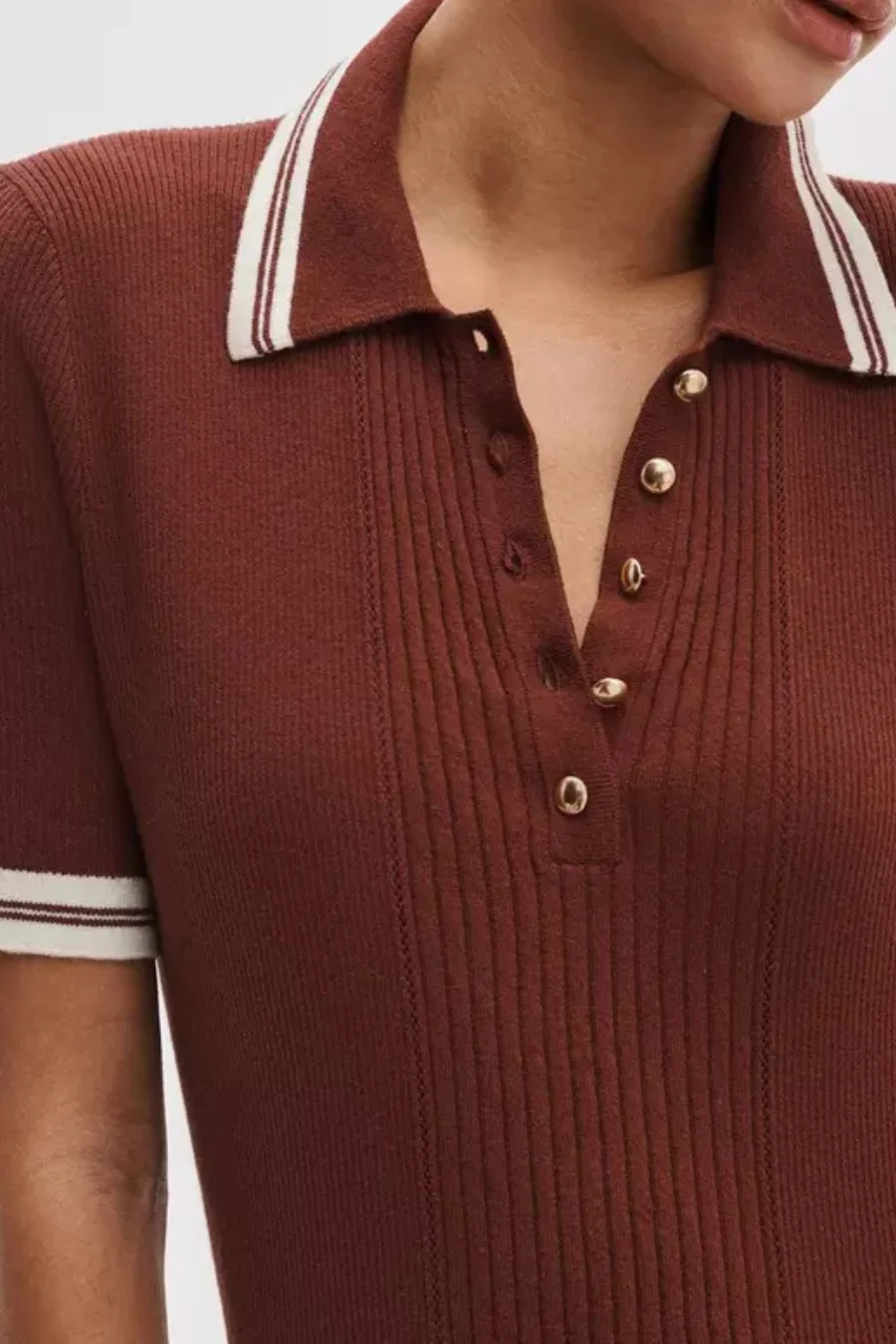 Laurie Cotton Cashmere Polo Rosewood - Image 4