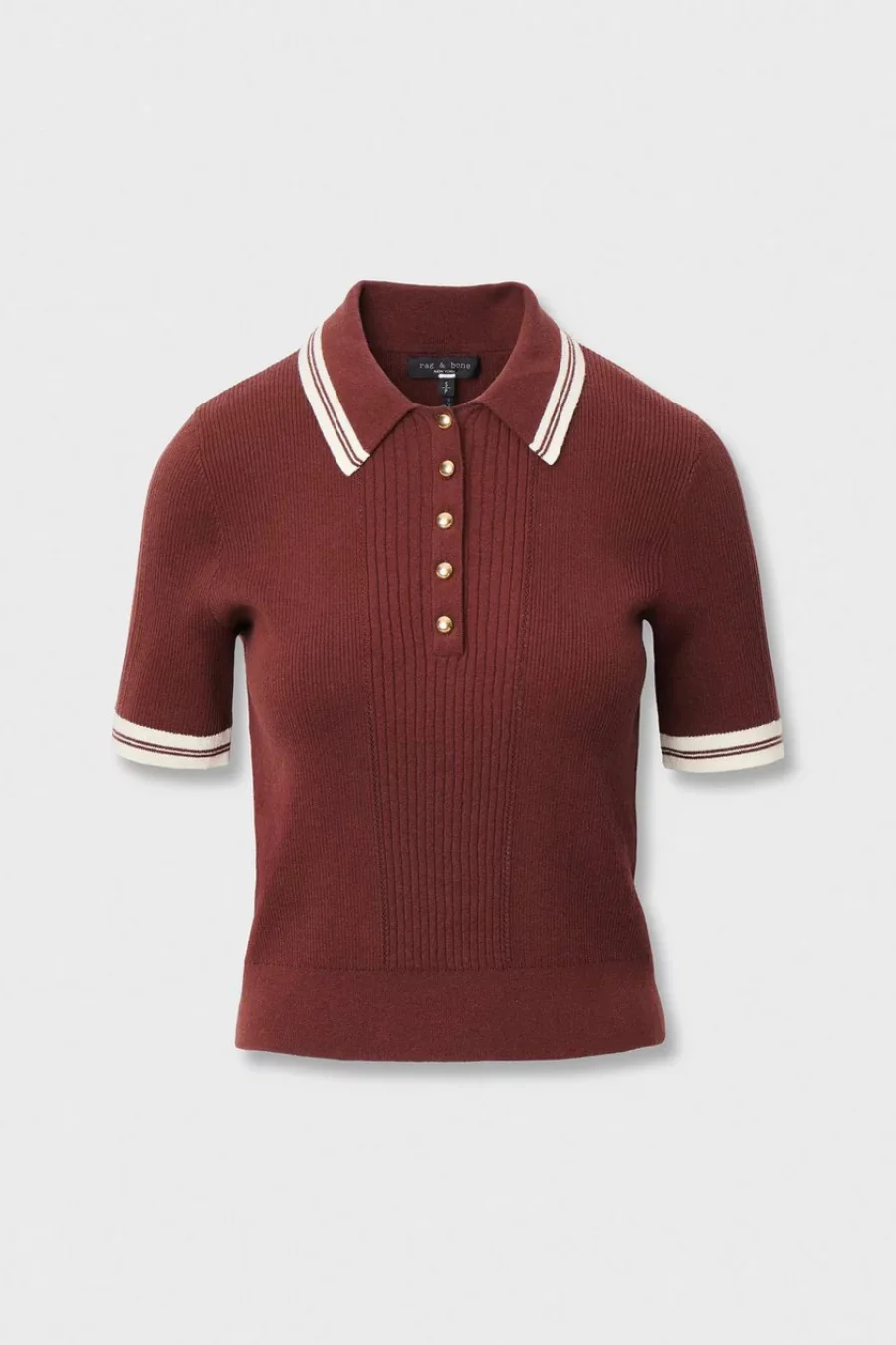 Laurie Cotton Cashmere Polo Rosewood - Image 5